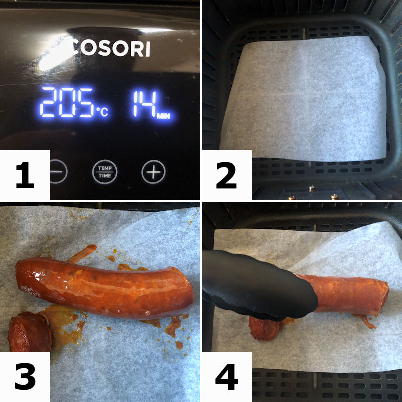 Directions for cooking a Chorizo in 4 images