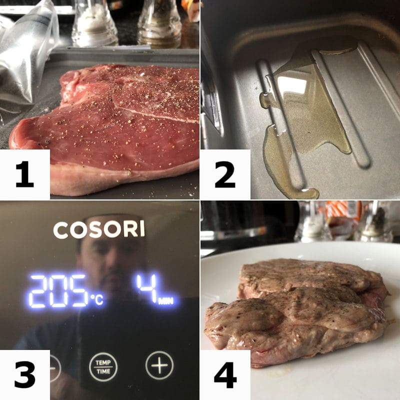 Directions for how to air fry lamb leg steak to a medium rare