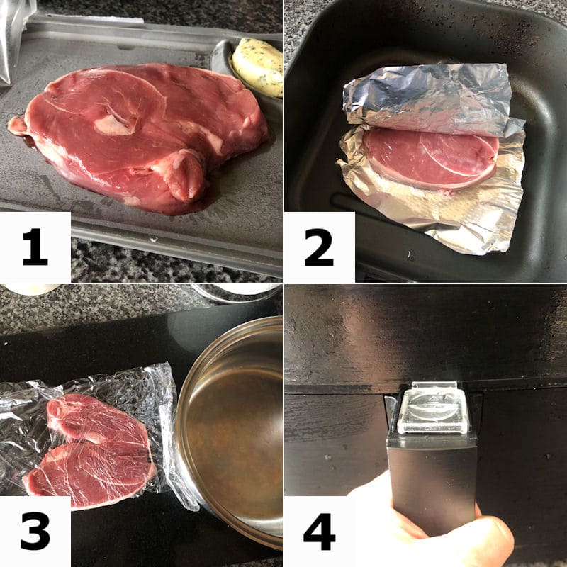 Directions for preparing lamb leg steak to be air fried in pictures