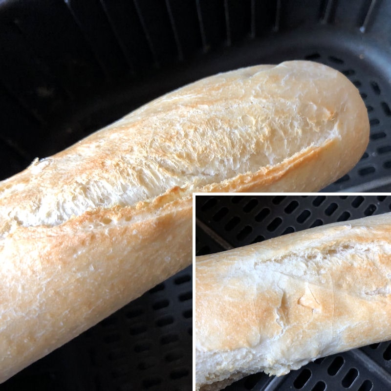 Large image demonstrates baguette; small image displays finger print in crust