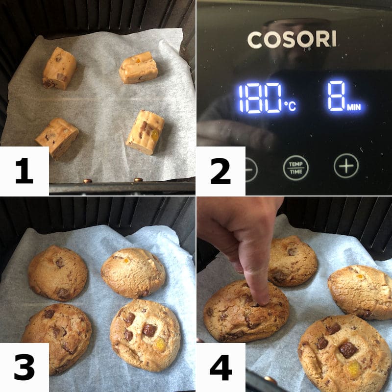 Picture instructions for air frying premade cookie dough