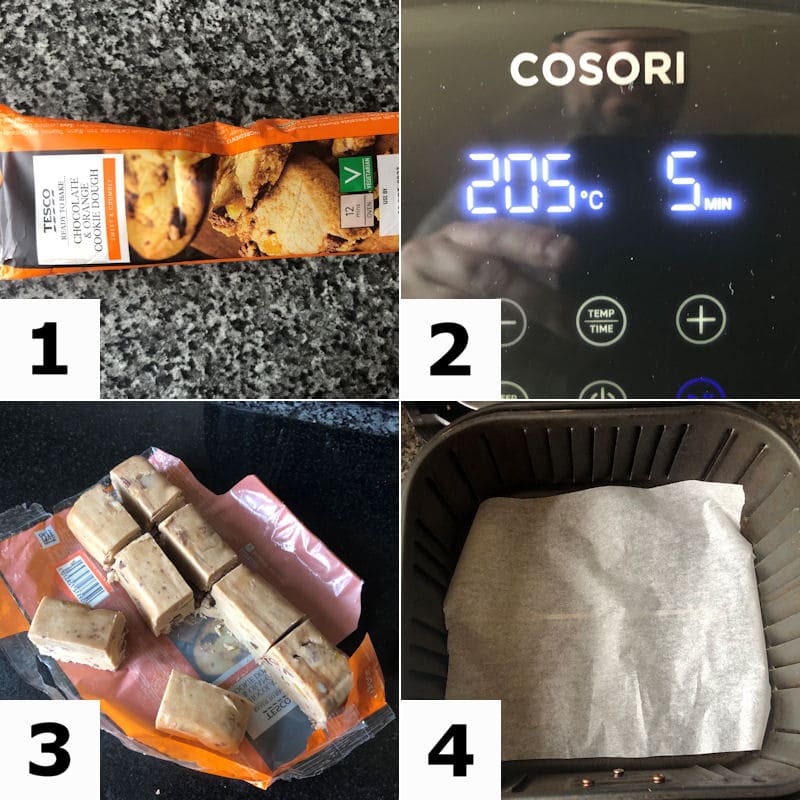 Picture instructions for preparing cookie dough for air frying