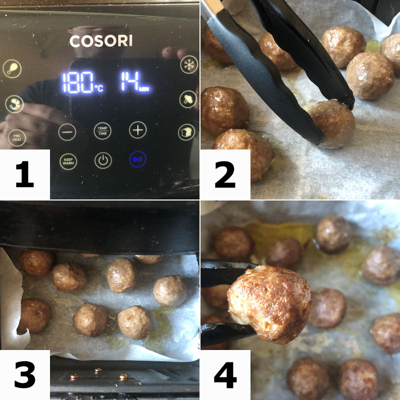 Directions for how to air fry beef meatballs in an air fryer