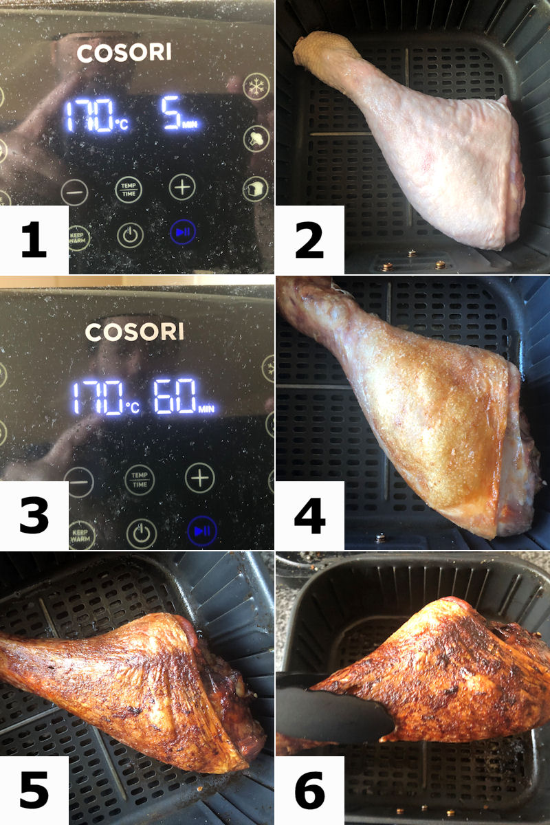 Directions for air frying a turkey leg in air fryer