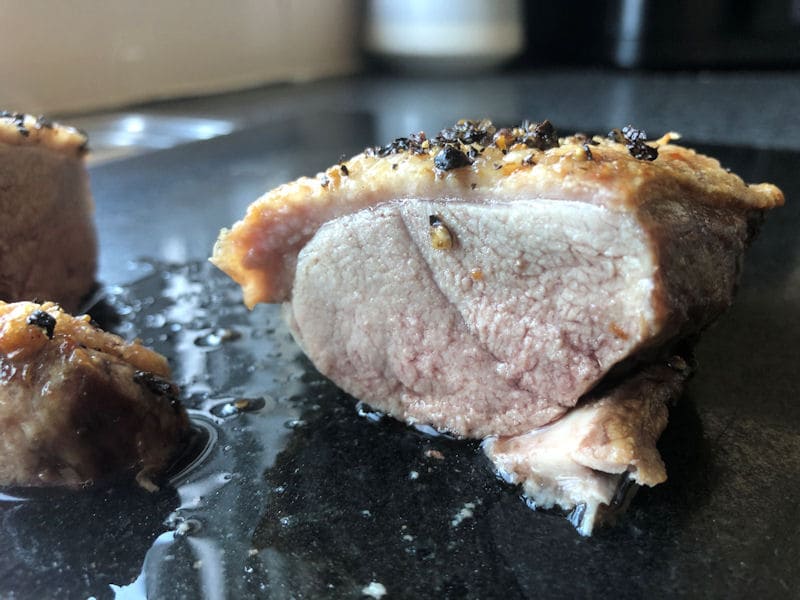 Doneness of air fried breast duck