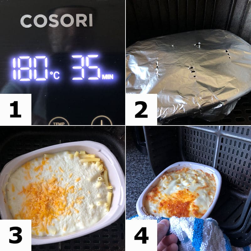 Picture directions for air frying frozen mac and cheese ready meal