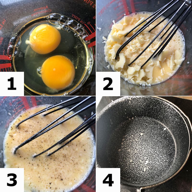 Picture 
  directions for making an omelette mixture