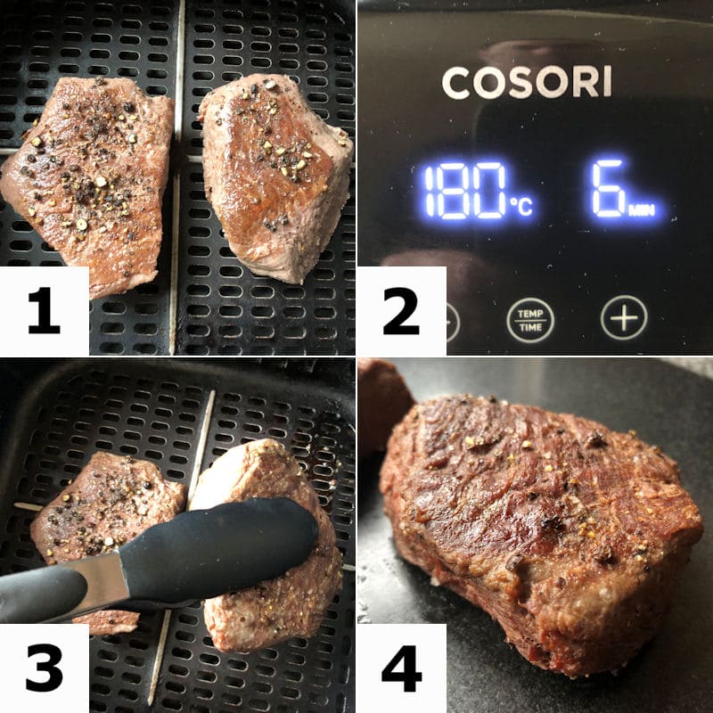 Picture directions for air frying Ostrich steaks