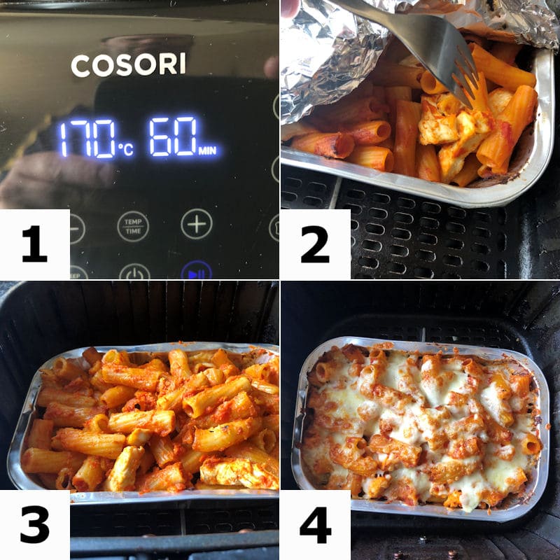 Picture directions for making pasta bake in air fryer