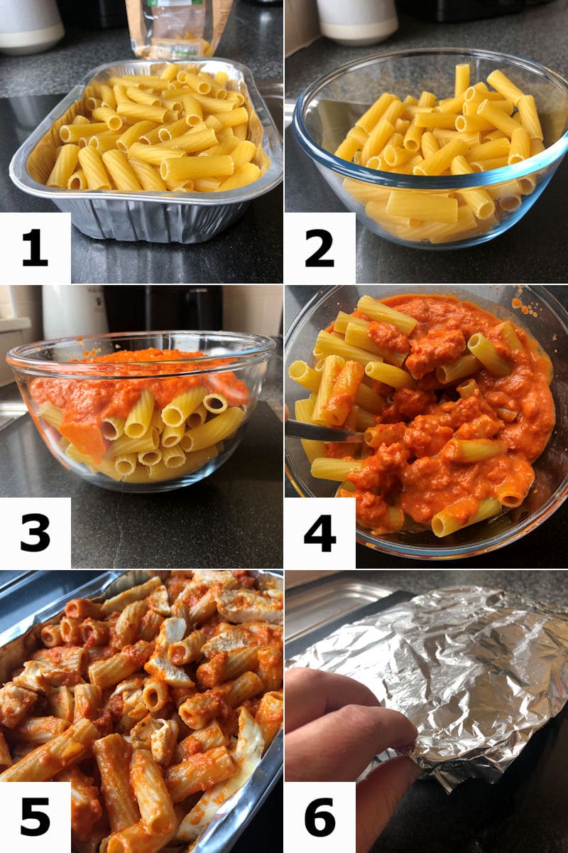 Picture directions preparing homemade pasta bake in air fryer