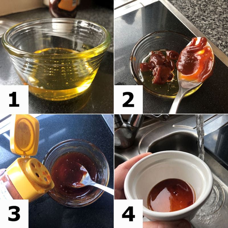 Picture 
  directions for making honey barbeque sauce for pork ribs