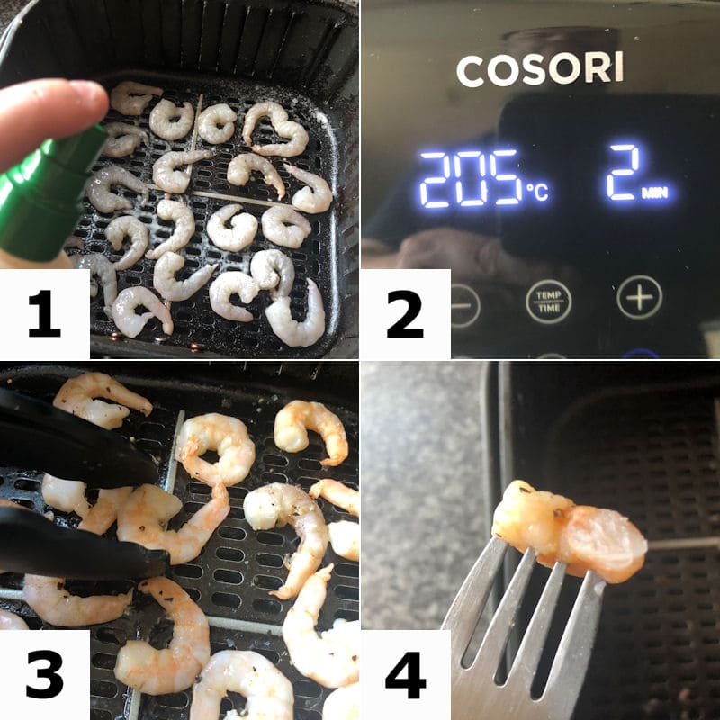 Picture directions for air frying raw king prawns