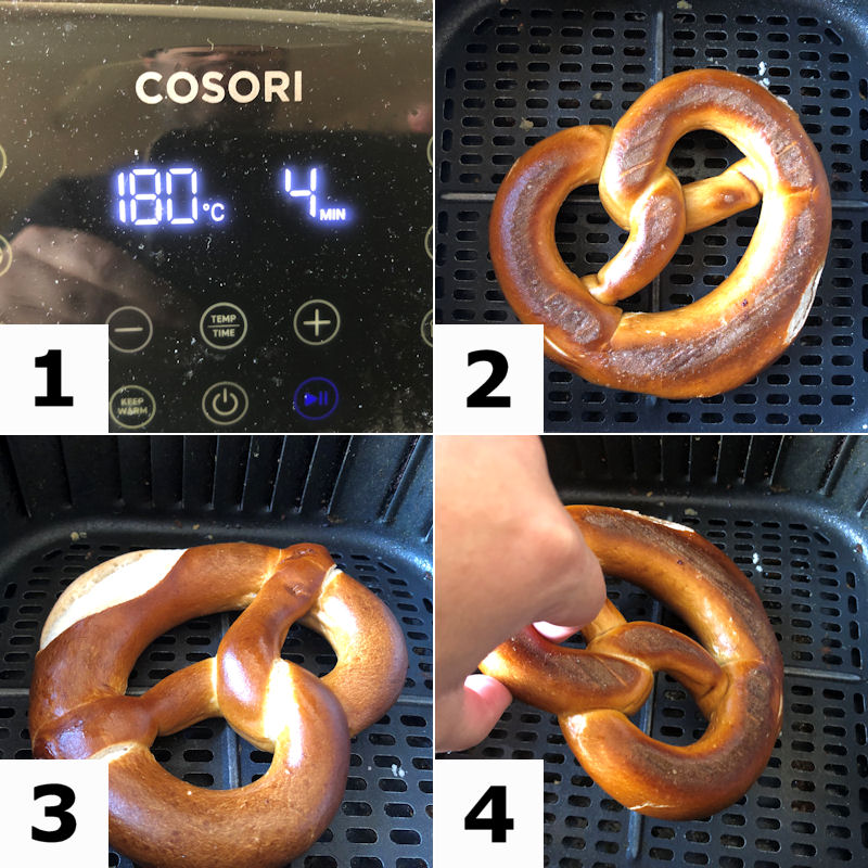 Instructions for reheating pretzel in air fryer