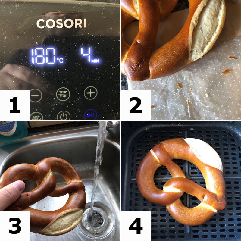 Instructions for preparing pretzel for air fryer reheating