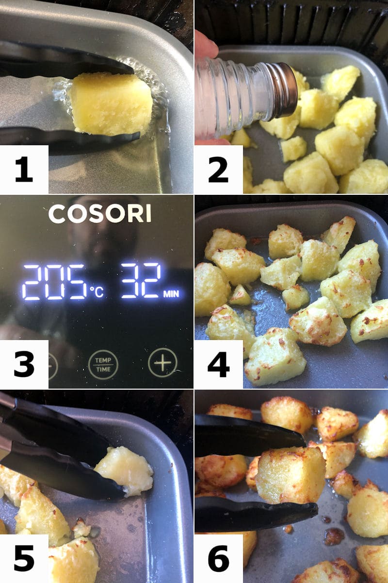 Picture directions for air frying homemade roast potatoes