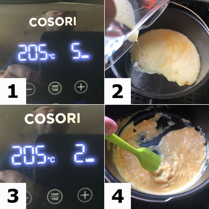 Picture 
directions for cooking scrambled eggs in air fryer