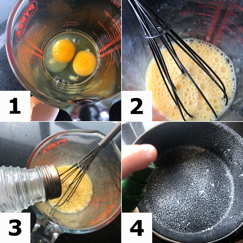 Picture 
directions for preparing eggs to scramble in air fryer